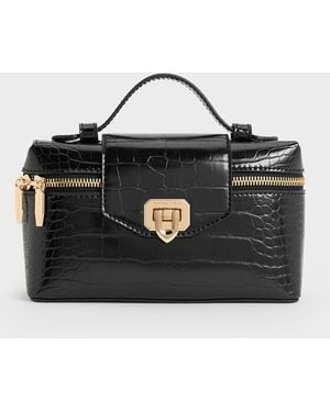 CHARLES&KEITH Aubrielle Croc-Effect Top Handle Bag/送料込 Ivory Aubrielle Croc-Effect Top Handle Bag - CHARLES & KEITH US