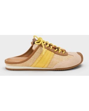 Charles & Keith Suede Woven Slip-On Trainers - Natural