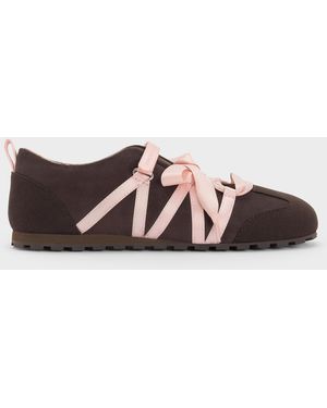 Charles & Keith Silko Faux Suede Ballet Trainers - Brown