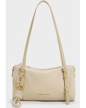 Charles & Keith Mini Levy Nylon Shoulder Bag - White