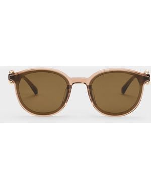 Charles & Keith Ciara Heart-Motif Sunglasses - Natural