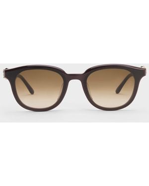 Charles & Keith Roux Crystal Square Sunglasses - Natural