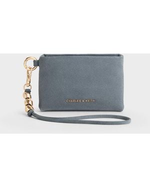 Charles & Keith Zephyr Metallic-Accent Wristlet - Blue