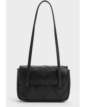 Charles & Keith Maribel Woven Shoulder Bag - Black