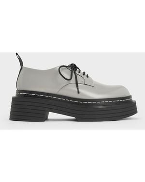 Charles & Keith Lace-Up Platform Derbys - Grey