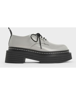 Charles & Keith Lace-Up Platform Derbys - Grey
