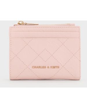 Charles & Keith Duo Quilted Small Wallet - Pink