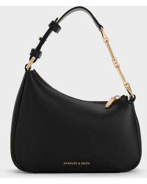 Charles & Keith Mini Agatha Chain-Strap Shoulder Bag - Black