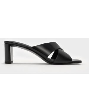 Charles & Keith Georgina Crossover-Strap Blade-Heel Mules - Multicolour