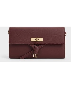 Charles & Keith Tricha Knotted-Belt Crossbody Bag - Purple