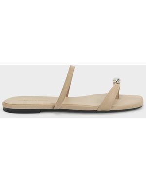 Charles & Keith Raina Faux Suede Toe-Ring Sandals - White