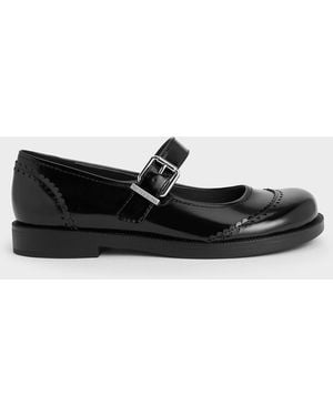 Charles & Keith Heart Buckled Mary Janes - Black