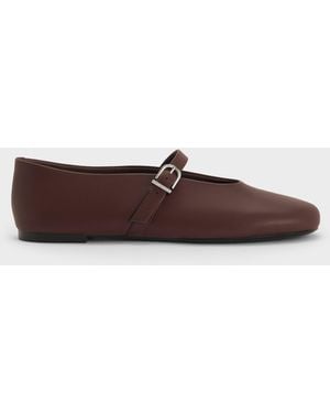 Charles & Keith High-Vamp Mary Janes - Brown