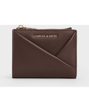 Charles & Keith Midori Geometric Top-Zip Wallet - Brown