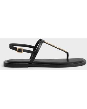Charles & Keith Chain-Link Thong Sandals - Black