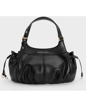 Charles & Keith Mini Lillith Drawstring Bucket Bag - Black