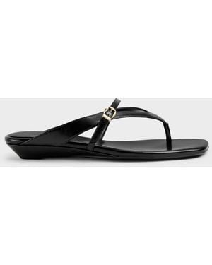 Charles & Keith Buckled Thong Wedge Sandals - Multicolour