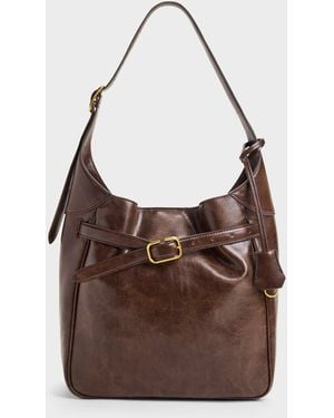 Charles & Keith Victoria Belted Hobo Bag - Brown