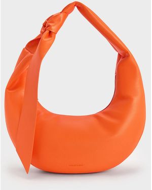 Charles & Keith Toni Knotted Crescent Hobo Bag - Orange