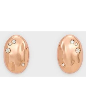 Charles & Keith Ottilie Crystal Sculptural Stud Earrings - White