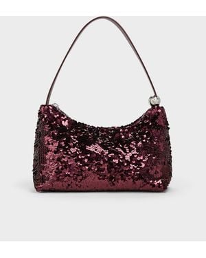 Charles & Keith Jesmyn Sequinned Two-Way Bag - Purple