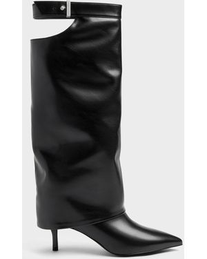 Charles & Keith Cut-Out Stiletto Knee-High Boots - Black