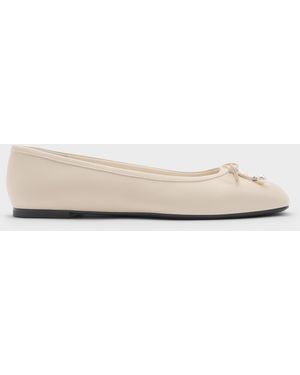 Charles & Keith Barbara Pearl-Bow Ballet Flats - Natural