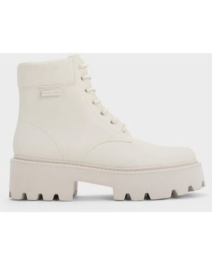 Charles & Keith Ripley Ridged-Sole Ankle Boots - Natural