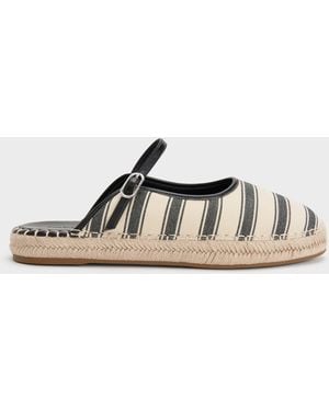 Charles & Keith Striped Mary Jane Espadrille Mules - Multicolor