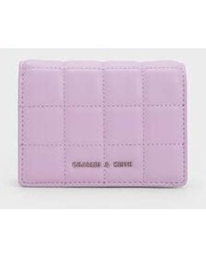 Charles & Keith Quilted Mini Short Wallet - Purple