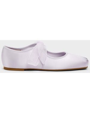 Charles & Keith Camila Satin Mary Jane Flats - White