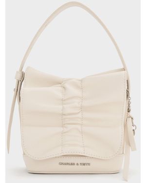 Charles & Keith Kadee Ruched Mini Bag - White