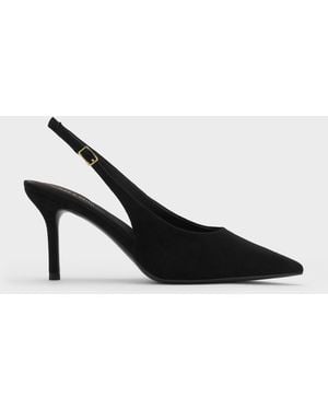 Charles & Keith Emelia Faux Suede Slingback Pumps - Black