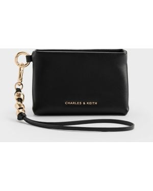 Charles & Keith Zephyr Metallic-Accent Wristlet - Black