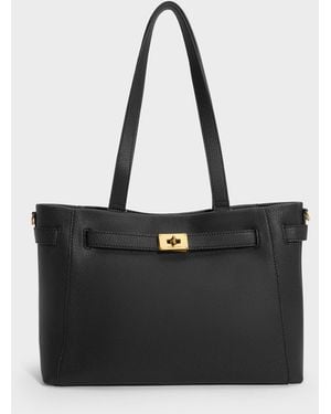 Charles & Keith Dinora Belted Tote Bag - Black