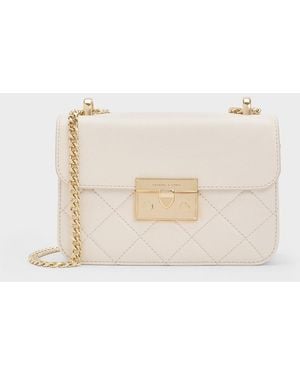 Charles & Keith Alva Quilted Chain-Handle Bag - Natural