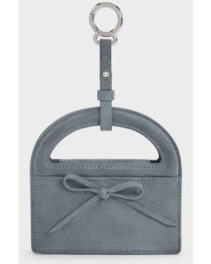 Charles & Keith Reese Bow Top Handle Wristlet - Blue