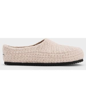 Charles & Keith Crochet Flat Mules - White