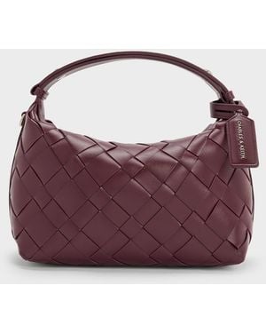 Charles & Keith Ivette Woven Shoulder Bag - Purple