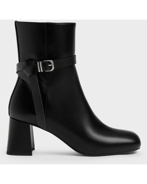 Charles & Keith Eliza Block-Heel Ankle Boots - Black