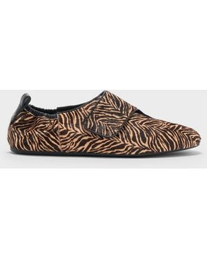 Charles & Keith Pippa Calf Hair Zebra-Print Ballet Flats - Brown