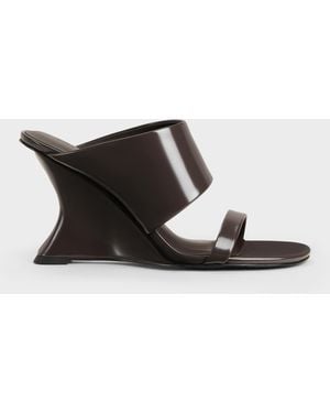 Charles & Keith Double-Strap Wedge Mules - White