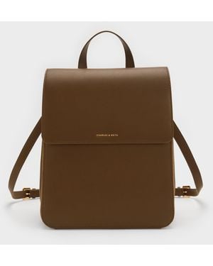 Charles & Keith Octavia Front-Flap Backpack - Brown