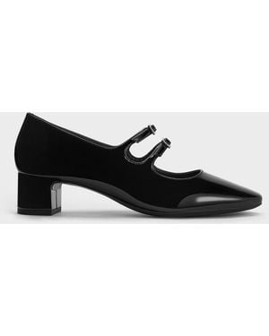 Charles & Keith Clementine Crystal-buckle Mary Jane Court Shoes - Black