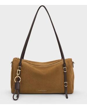 Charles & Keith Levy Two-Tone Shoulder Bag - White