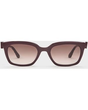 Charles & Keith Tanya Bow Rectangular Sunglasses - Multicolour