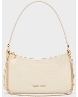 Charles & Keith Elspeth Croc-Effect Chain-Link Shoulder Bag - White