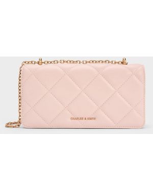 Charles & Keith Paffuto Quilted Wallet On Chain - Pink