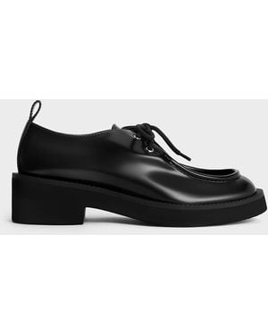 Charles & Keith Lace-Up Chunky-Sole Derbys - Black