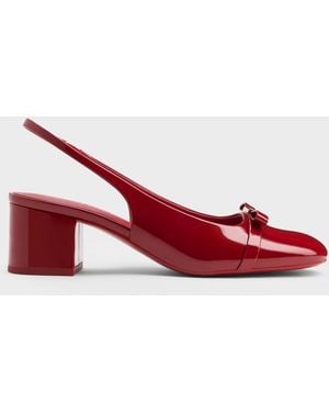 Charles & Keith Dorian Patent Bow Slingback Pumps - Red